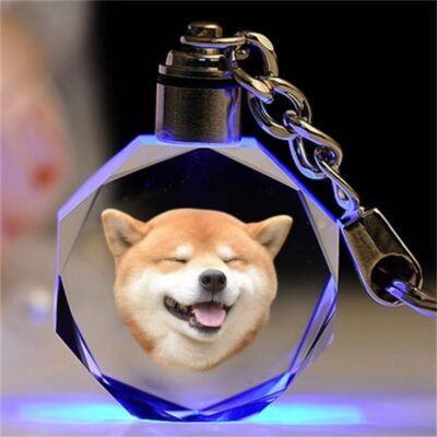 Personalized Dog & Cat Photo Keychain – Custom Crystal Pet Portrait Keyring